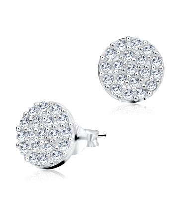 CZ On Round Motive Silver Stud Earring STS-801